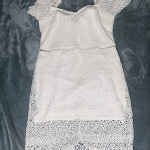 White lace midi dress